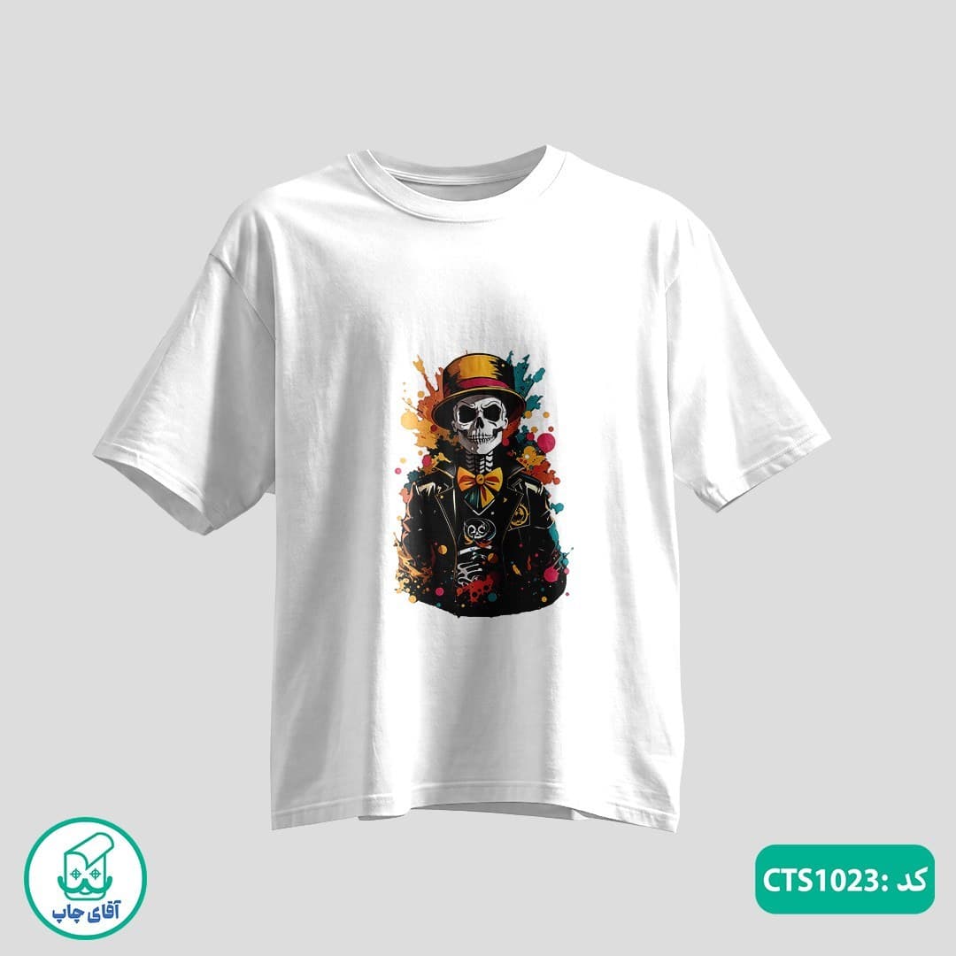 تیشرت چاپی طرح اسکلت مردانه و زنانه کد CTS1023