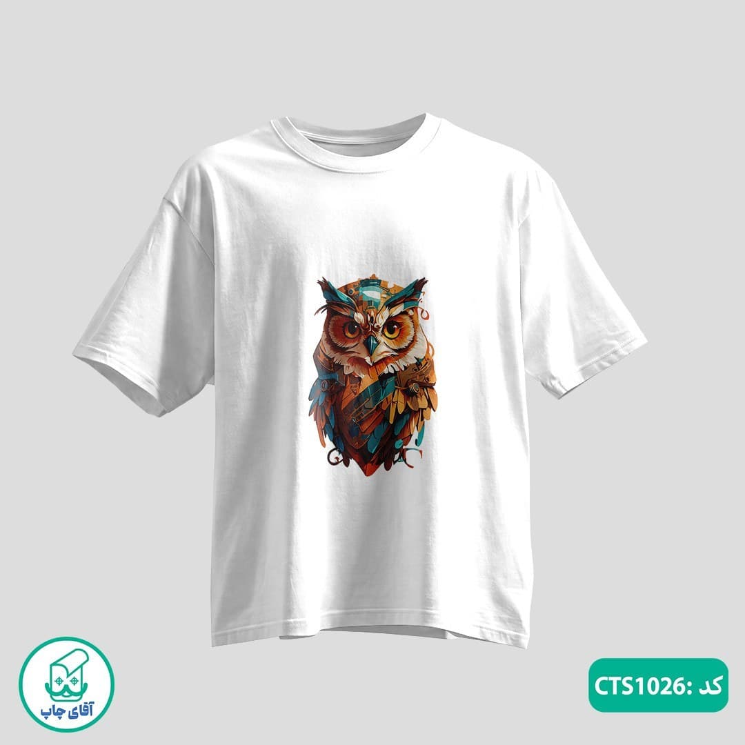 تیشرت چاپی طرح جغد مردانه و زنانه کد CTS1026 — تصویر ۲
