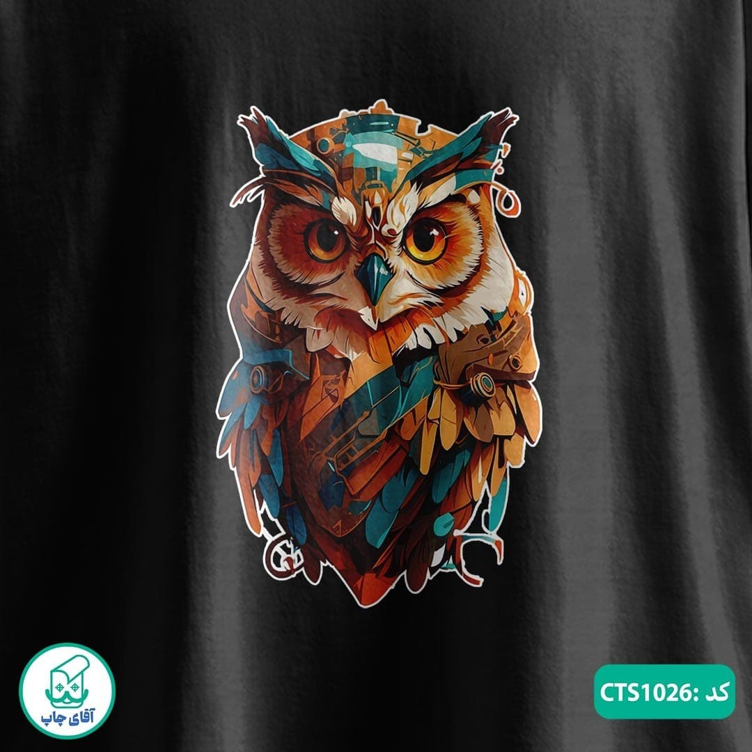 تیشرت چاپی طرح جغد مردانه و زنانه کد CTS1026 — تصویر ۵