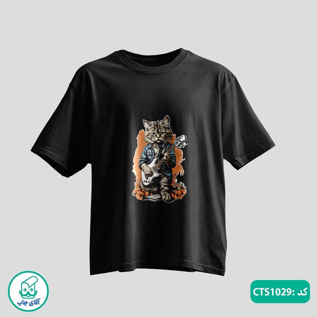 تیشرت چاپی طرح گربه مردانه و زنانه کد CTS1029 — تصویر ۳