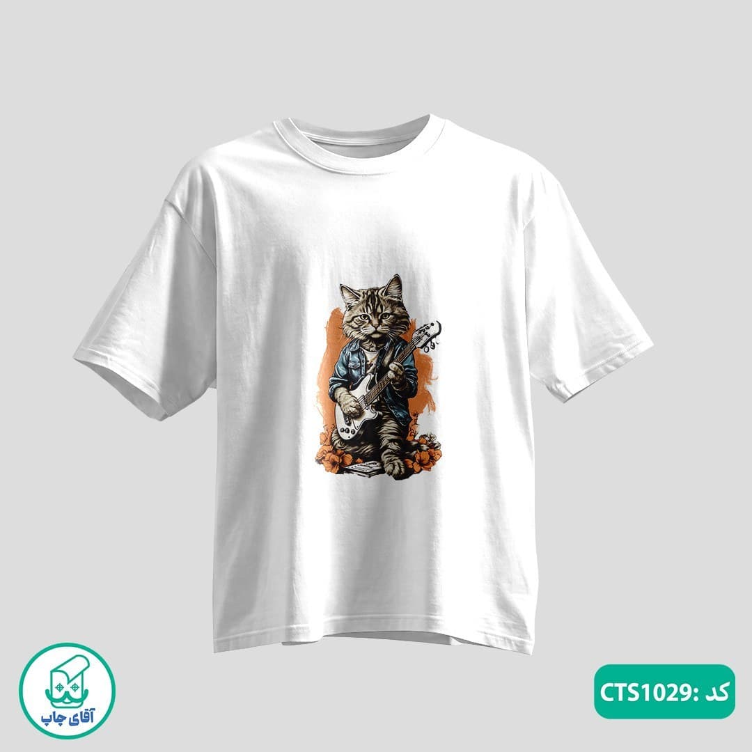 تیشرت چاپی طرح گربه مردانه و زنانه کد CTS1029