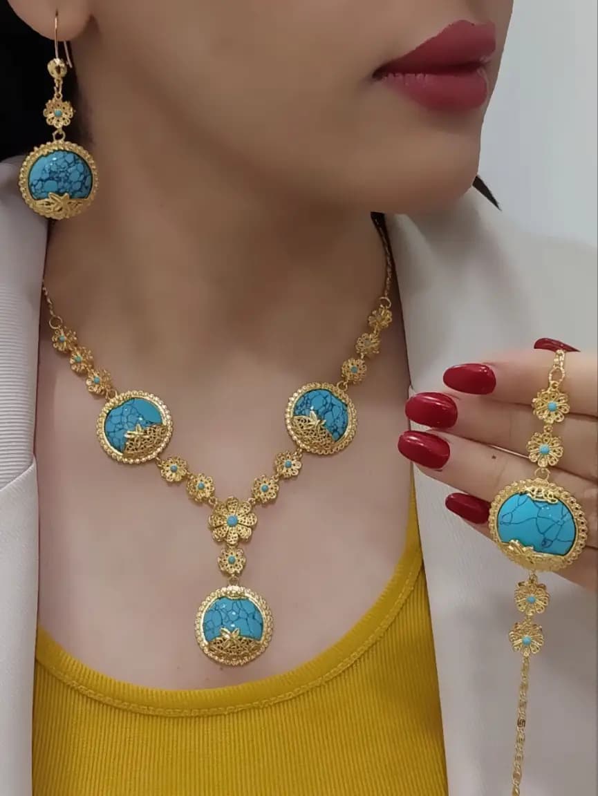 سرویس طرح طلا فیروزه و عقیق3 — تصویر ۴