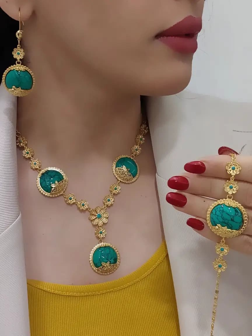 سرویس طرح طلا فیروزه و عقیق3 — تصویر ۶