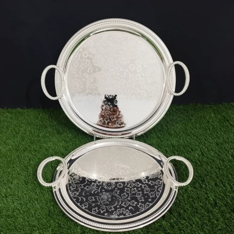 سینی 2 تایی استیل مولینر عربی سیلور کد 631S — تصویر ۲