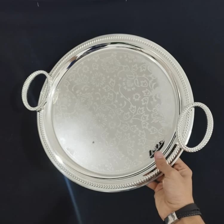 سینی 2 تایی استیل مولینر عربی سیلور کد 631S — تصویر ۴