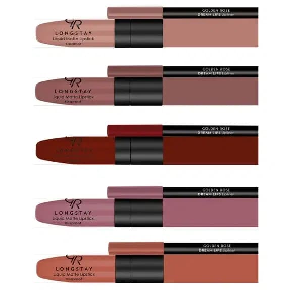 کیت رژ لب مایع و خط لب گلدن رز مدل Blush Pink — تصویر ۷