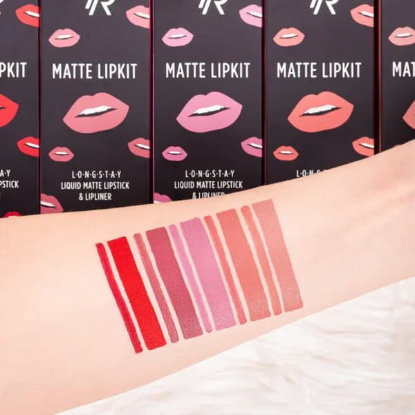 کیت رژ لب مایع و خط لب گلدن رز مدل Blush Pink — تصویر ۵