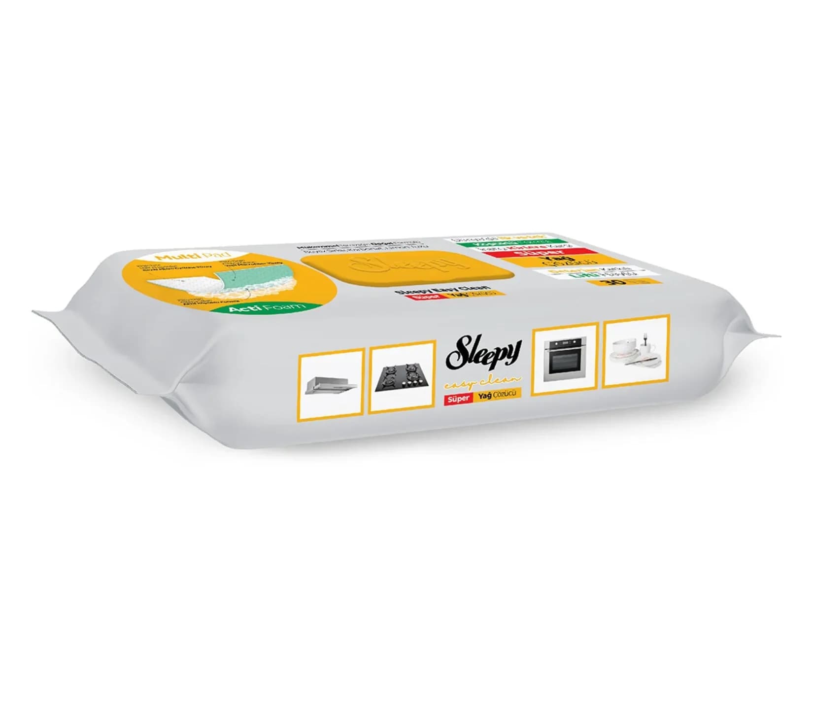 دستمال مرطوب چربی زدا با کف فعال اسلیپی Sleepy مخصوص سطوح آشپزخانه مدل Easy Clean | بسته 30 عددی