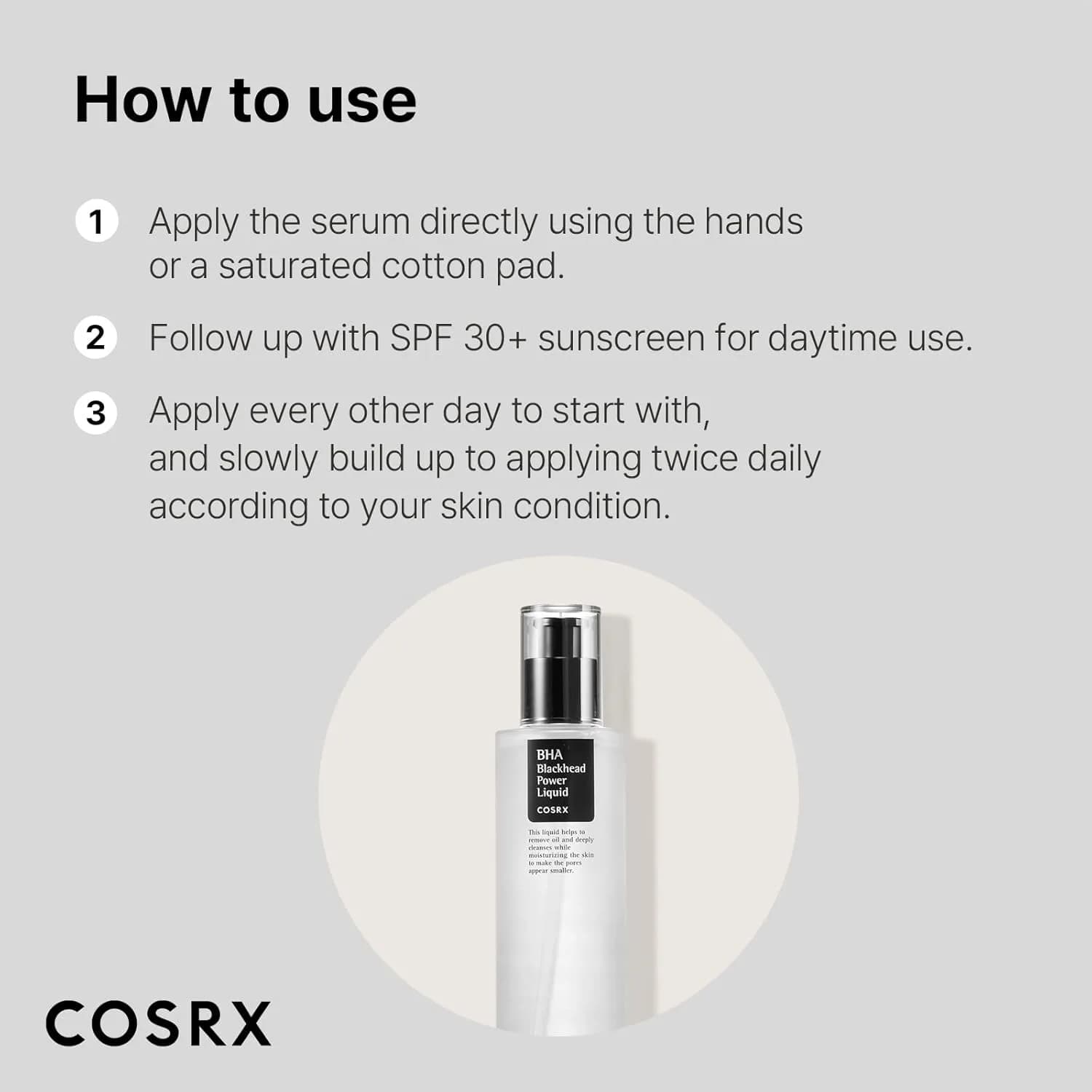 تونر ضد جوش سر سیاه کوزارکس COSRX مدل BHA Blackhead Power Liquid | حجم 100 میل — تصویر ۷
