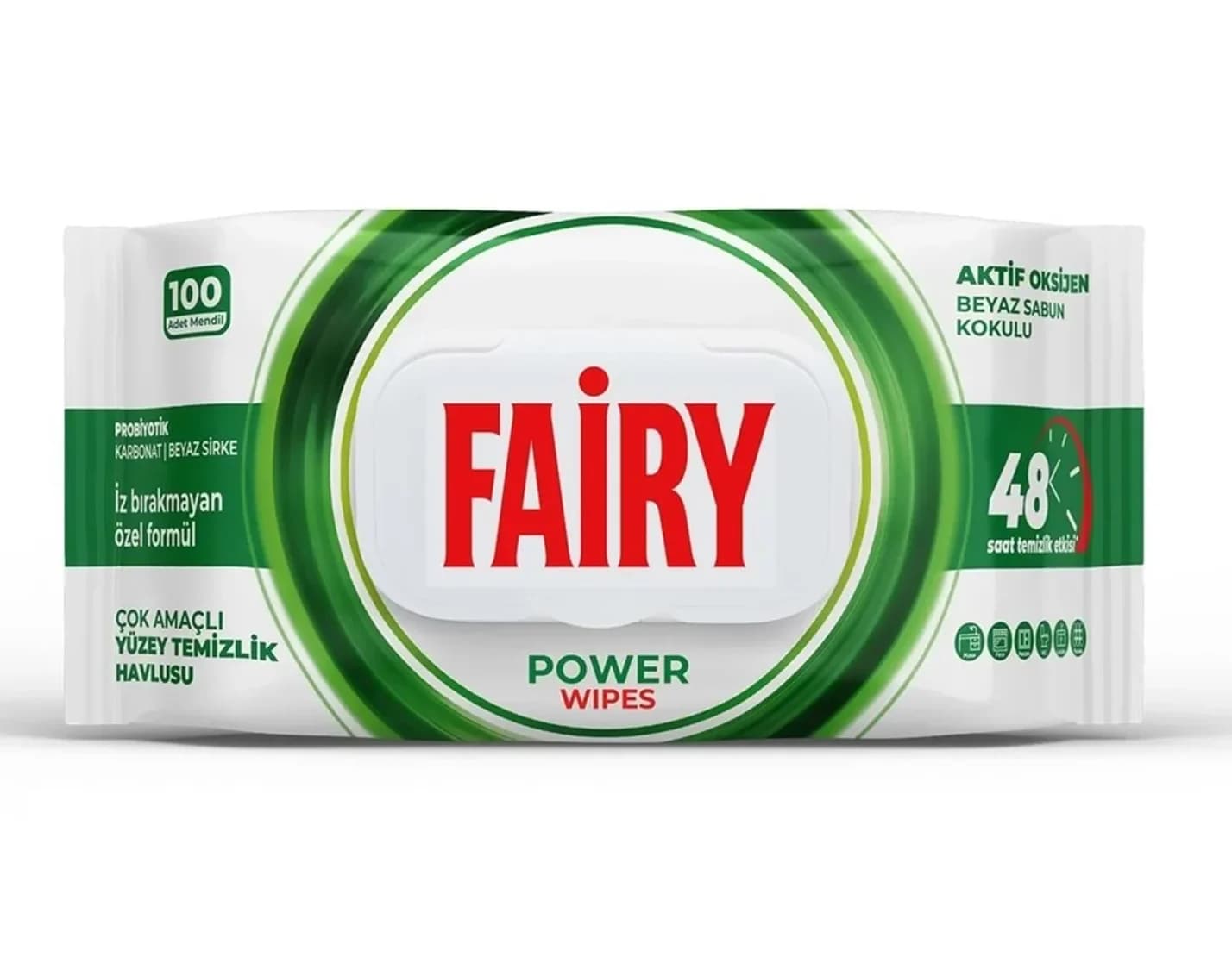 دستمال مرطوب چند منظوره سطوح فیری Fairy مدل Power Wipes | بسته 100 عددی — تصویر ۲