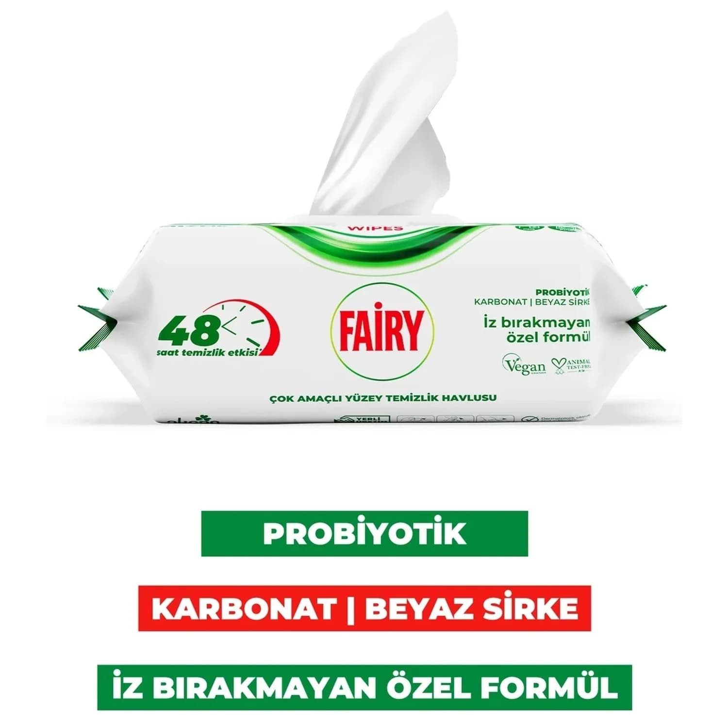دستمال مرطوب چند منظوره سطوح فیری Fairy مدل Power Wipes | بسته 100 عددی — تصویر ۳
