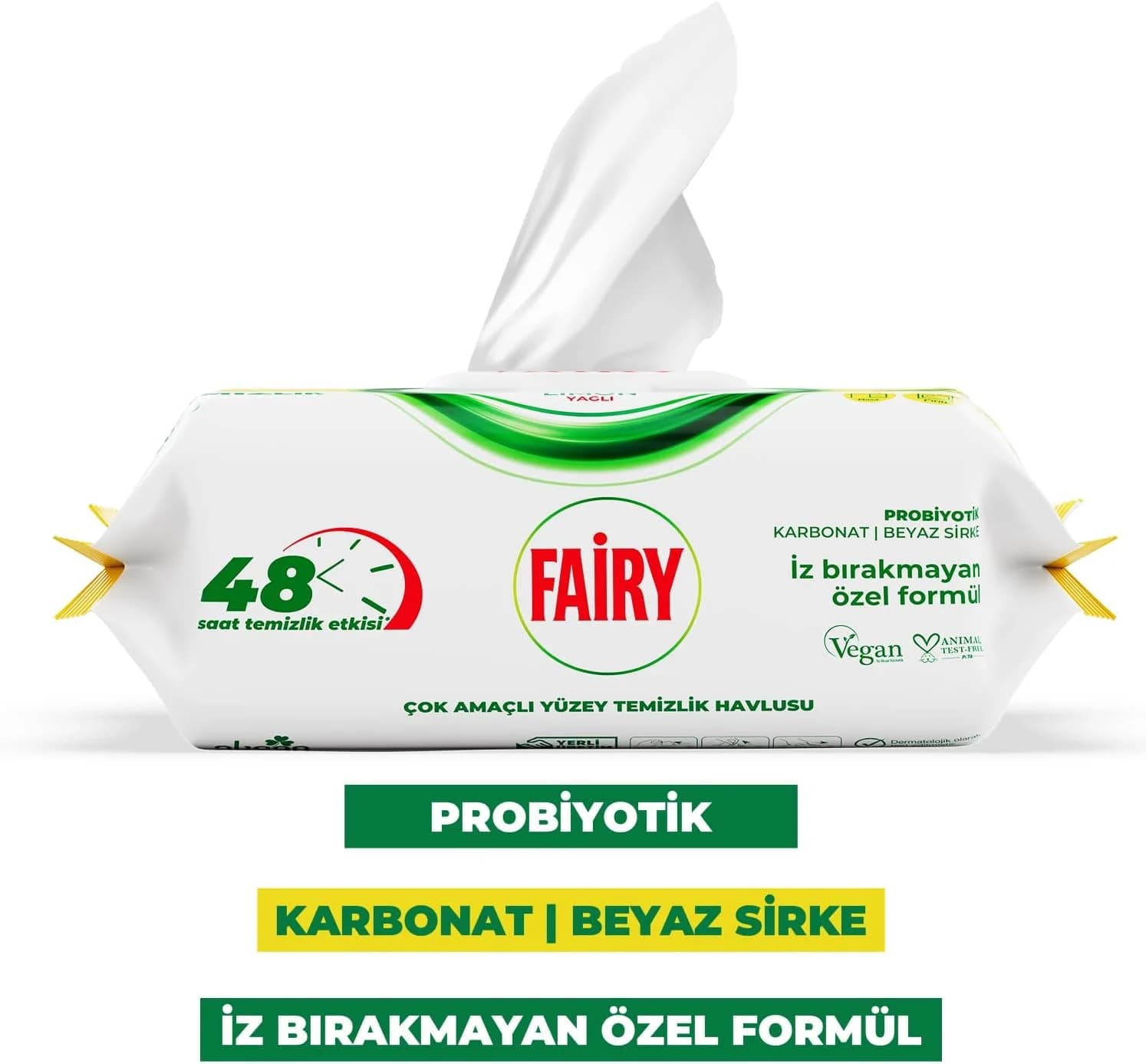 دستمال مرطوب سطوح چند منظوره فیری Fairy با رایحه لیمو | بسته 100 عددی — تصویر ۳