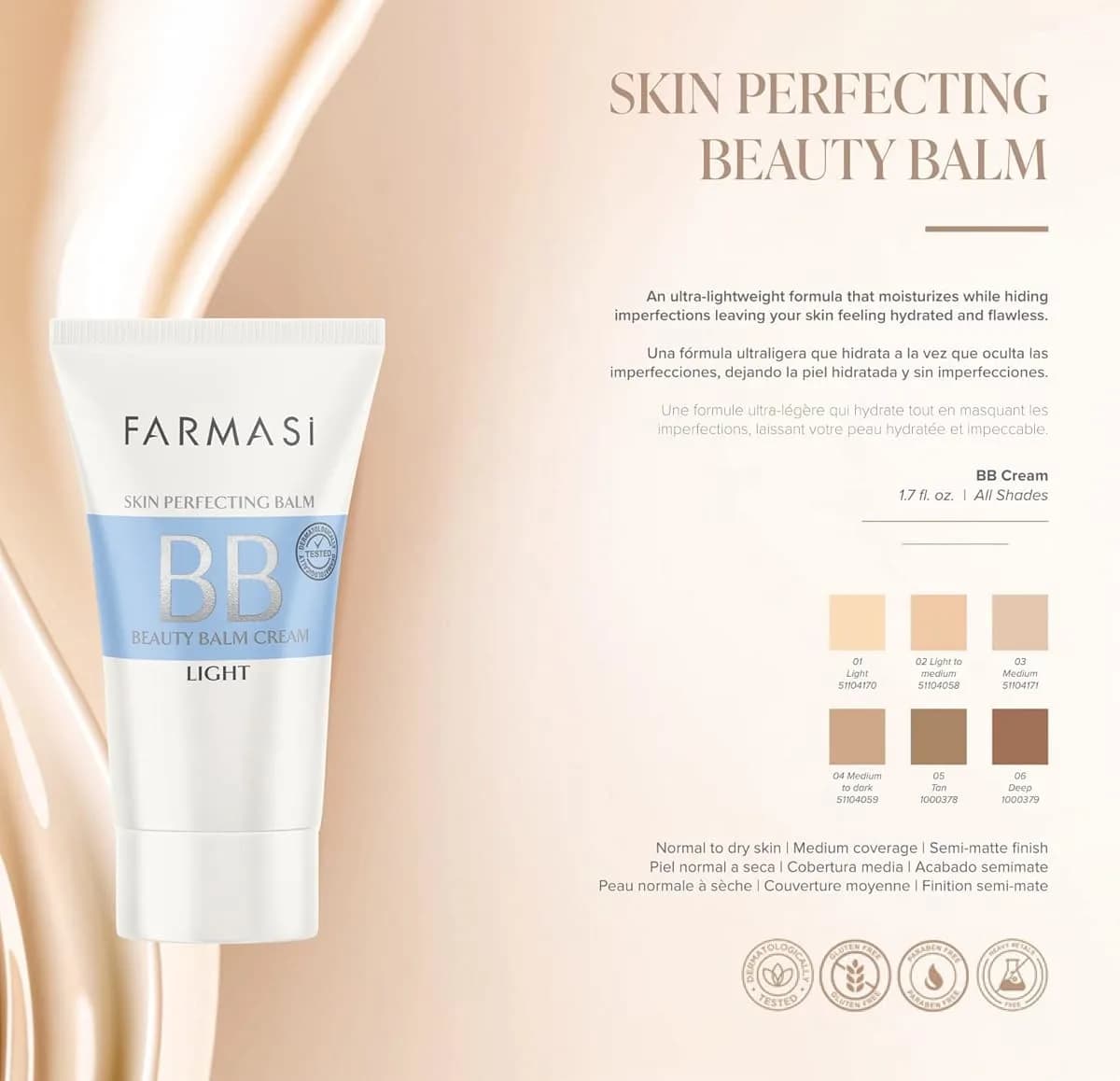 بی بی کرم 7 در 1 فارماسی Farmasi مدل Light شماره 01 | حجم 50 میل — تصویر ۷