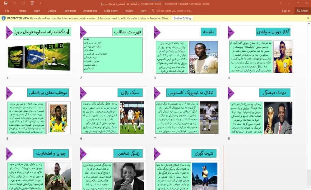 پاورپوینت زندگینامه پله برزیلی (اسطوره فقید دنیای فوتبال)