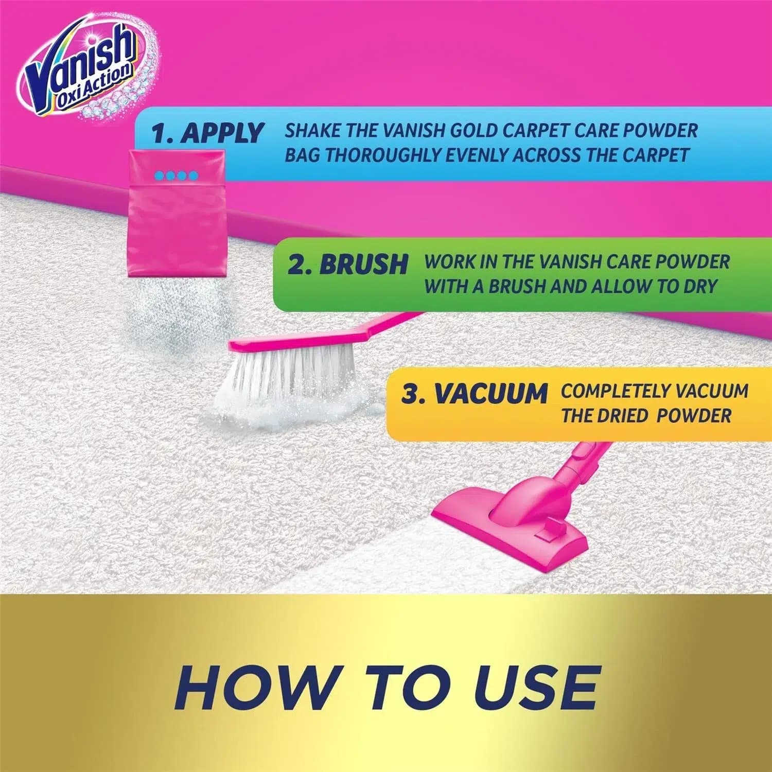 فوم لکه بر مبل و فرش ونیش Vanish مدل Carpet Cleaner | حجم 600 میل — تصویر ۷
