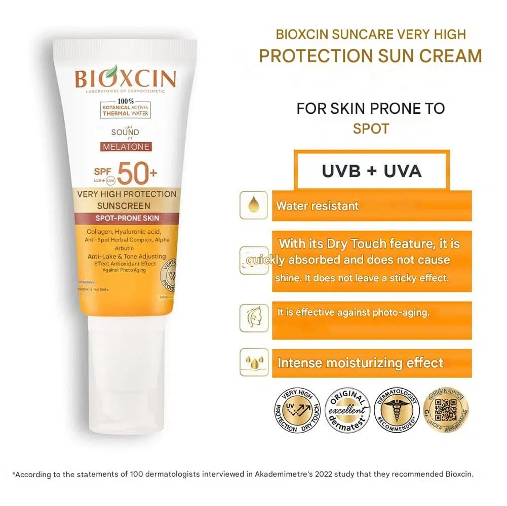 کرم ضد آفتاب بی رنگ بیوکسین با +SPF 50 – پوست مستعد لک | حجم 50 میل — تصویر ۵
