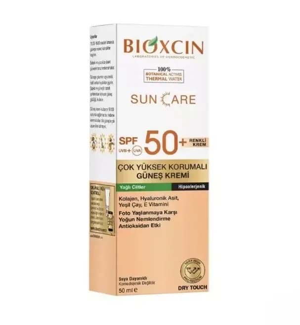 کرم ضد آفتاب رنگی بیوکسین با +SPF 50 – پوست چرب | حجم 50 میل