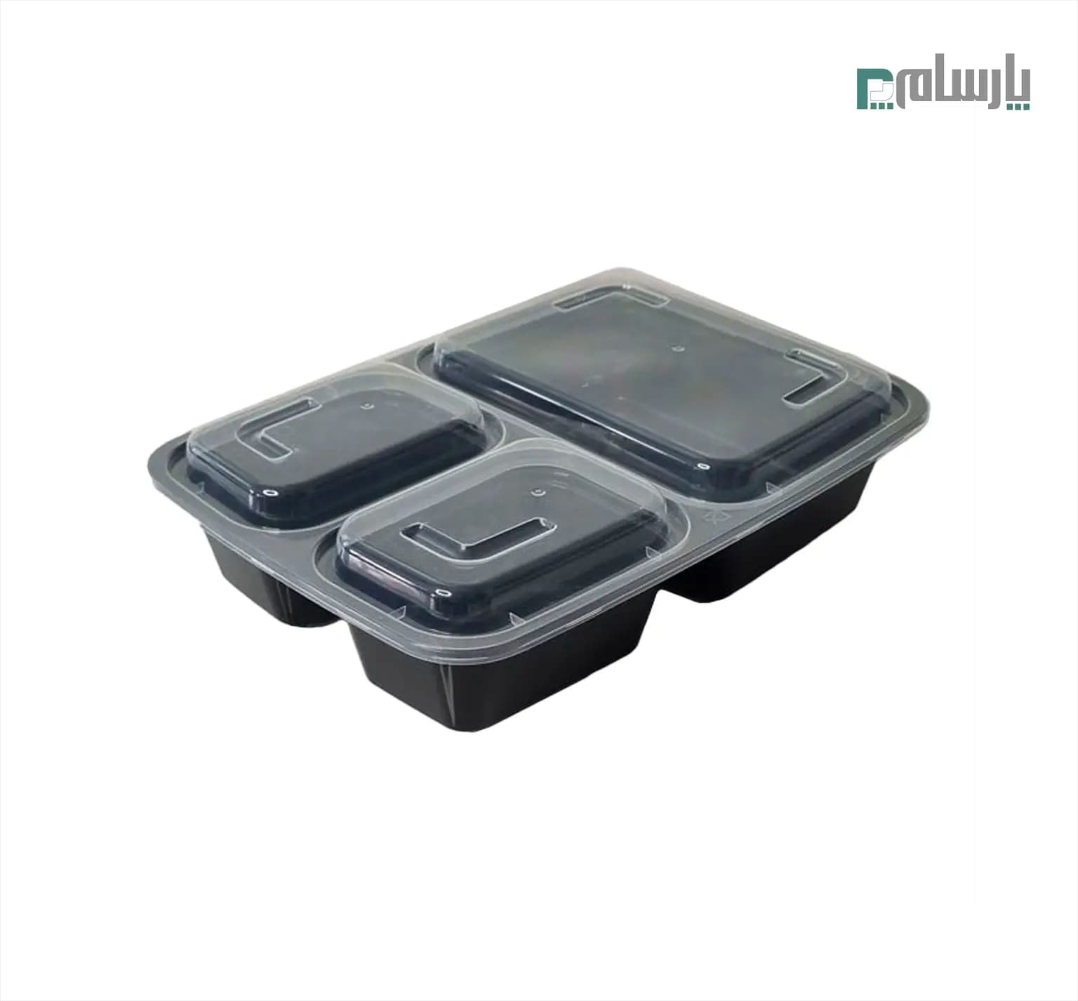 ظرف ماکروویو مستطیل 3 خانه مشکی پولاد
