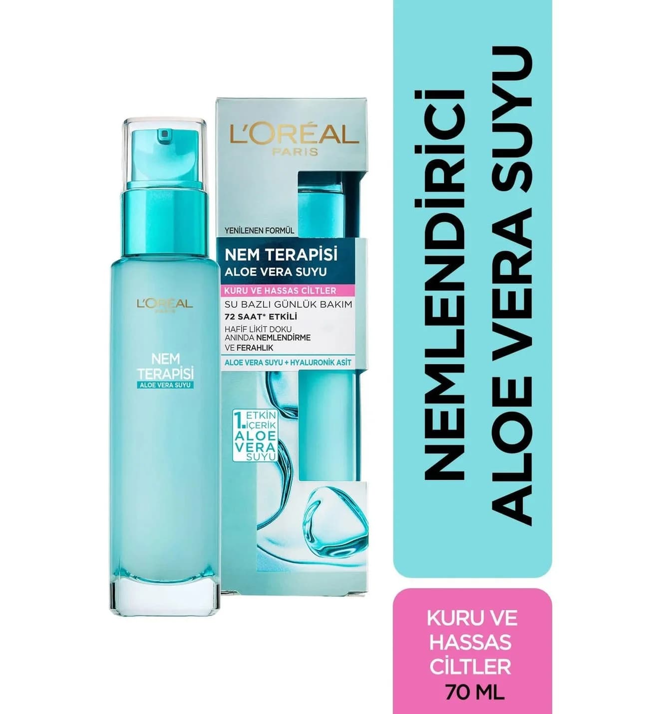 سرم آبرسان لورآل L’Oréal حاوی عصاره آلوئه ورا مناسب پوست های خشک و حساس | حجم 70 میل — تصویر ۲