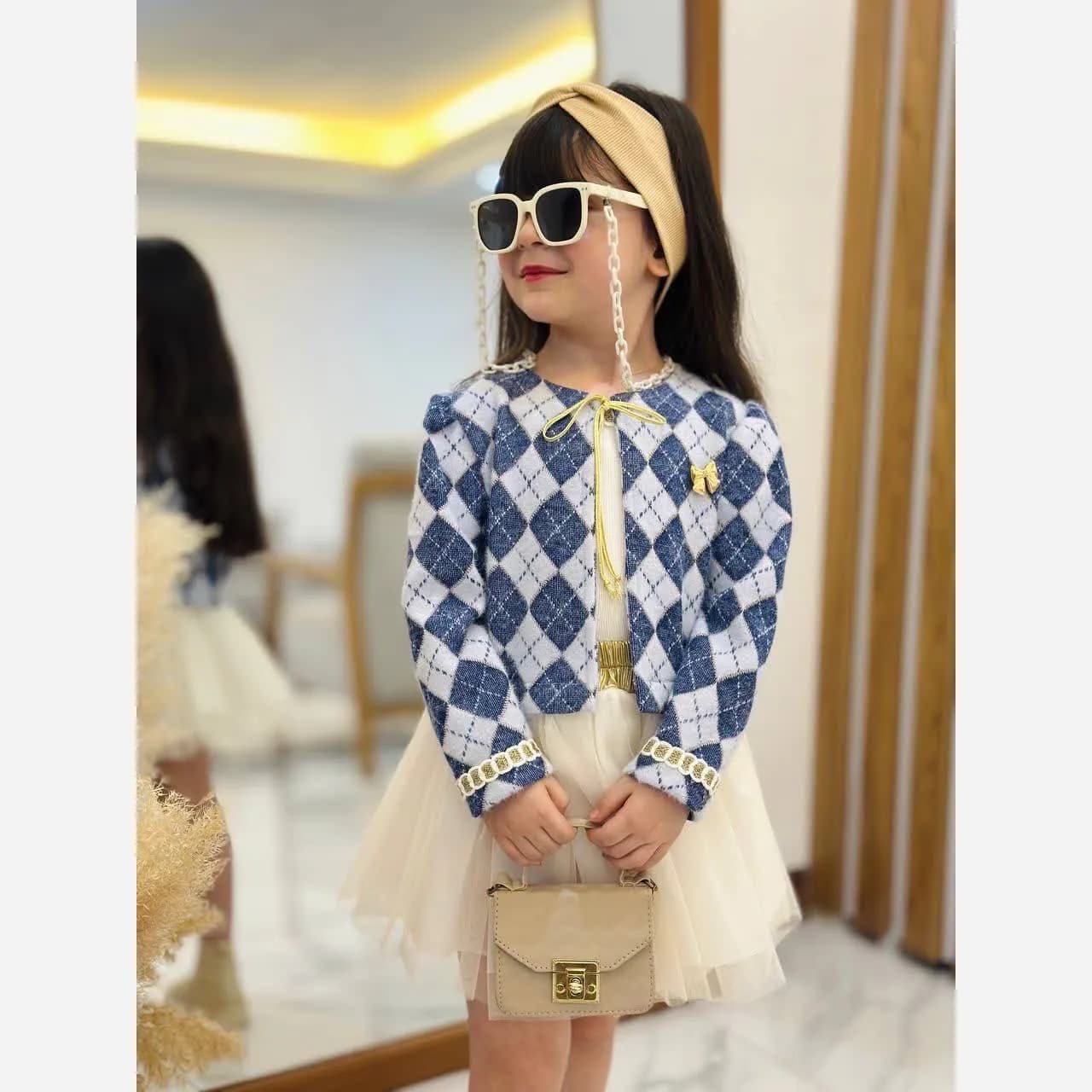 ست سه تیکه کت و تاپ و دامن مجلسی دخترانه مدل پرنسا — تصویر ۵