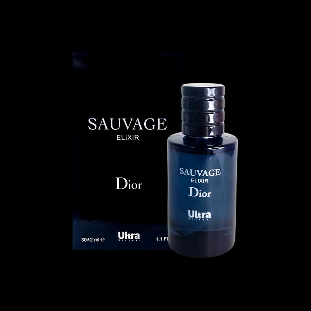 پرفیوم مردانه اولترا ویرچوآل Ultra مدل دیور ساواج الکسیر Dior Sauvage Elixir حجم 30 میلی لیتر طرح مارک