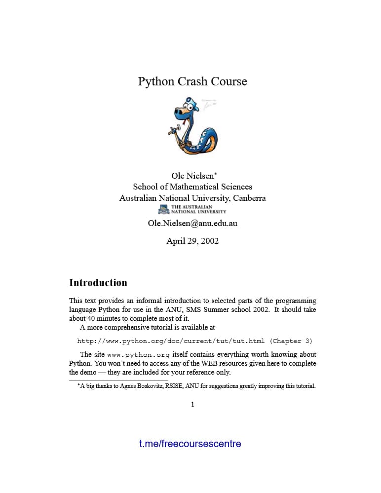 کتاب Python Crash Course | دوره فشرده پایتون اثر اوله نیلسن نسخه PDF انگلیسی