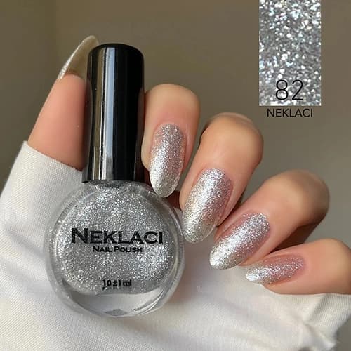 لاک نکلاسی (NEKLACI) شماره 82 – رنگ نقره‌ای اکلیلی ریز