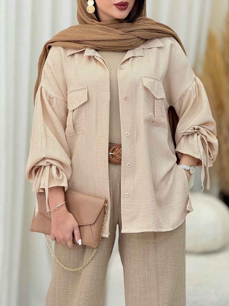 مانتو آستین بند دو جیب پیله کد 6992 — تصویر ۴
