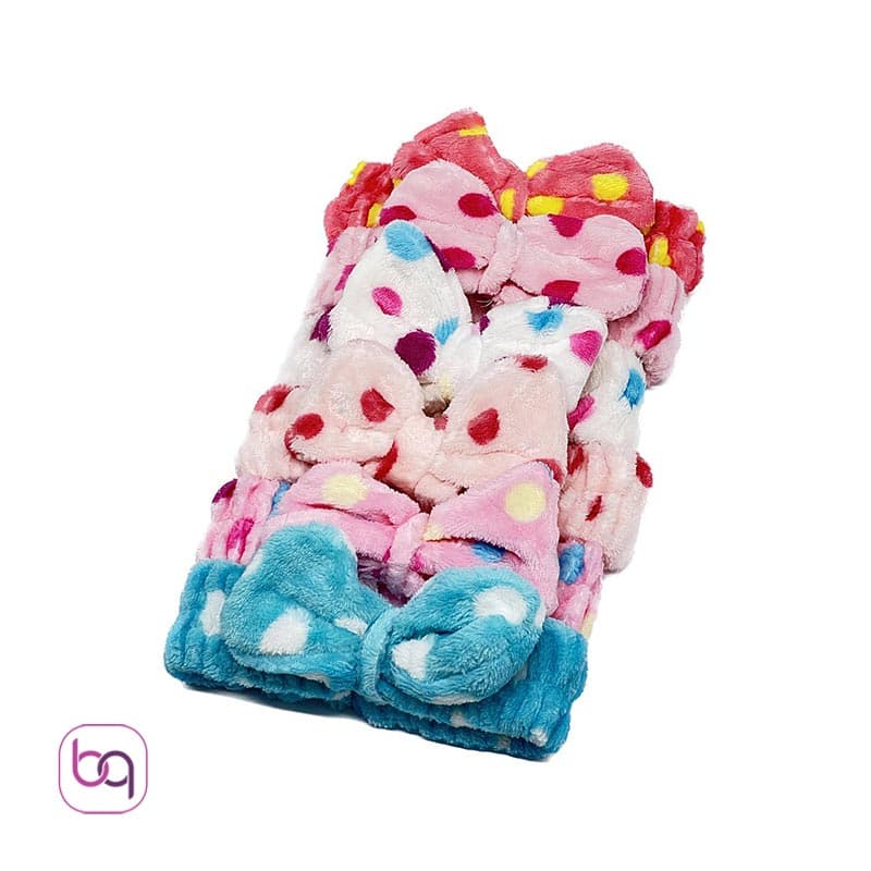 هدبند دخترانه حوله ای پاپیونی رنگی — تصویر ۲