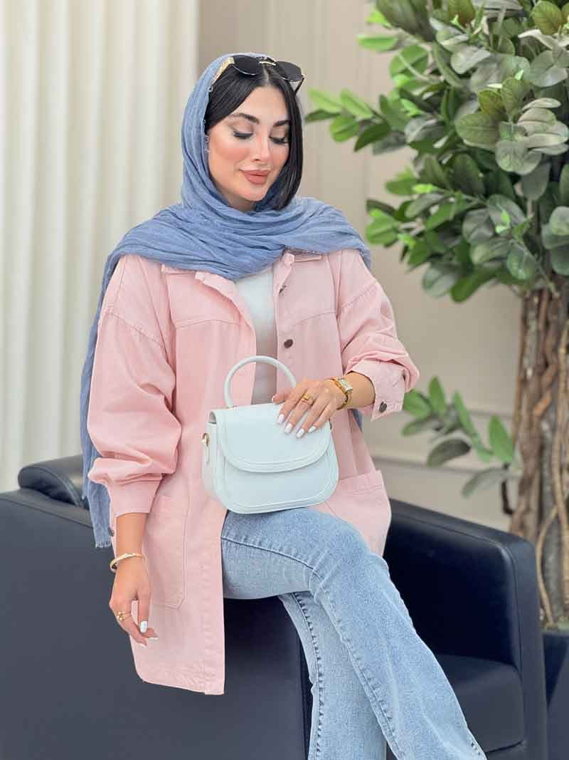 مانتو کتان بغل سه دکمه جیب پایین کد 6958