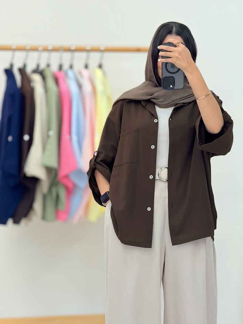 مانتو بغل چاک تک جیب جیهان کد 6947