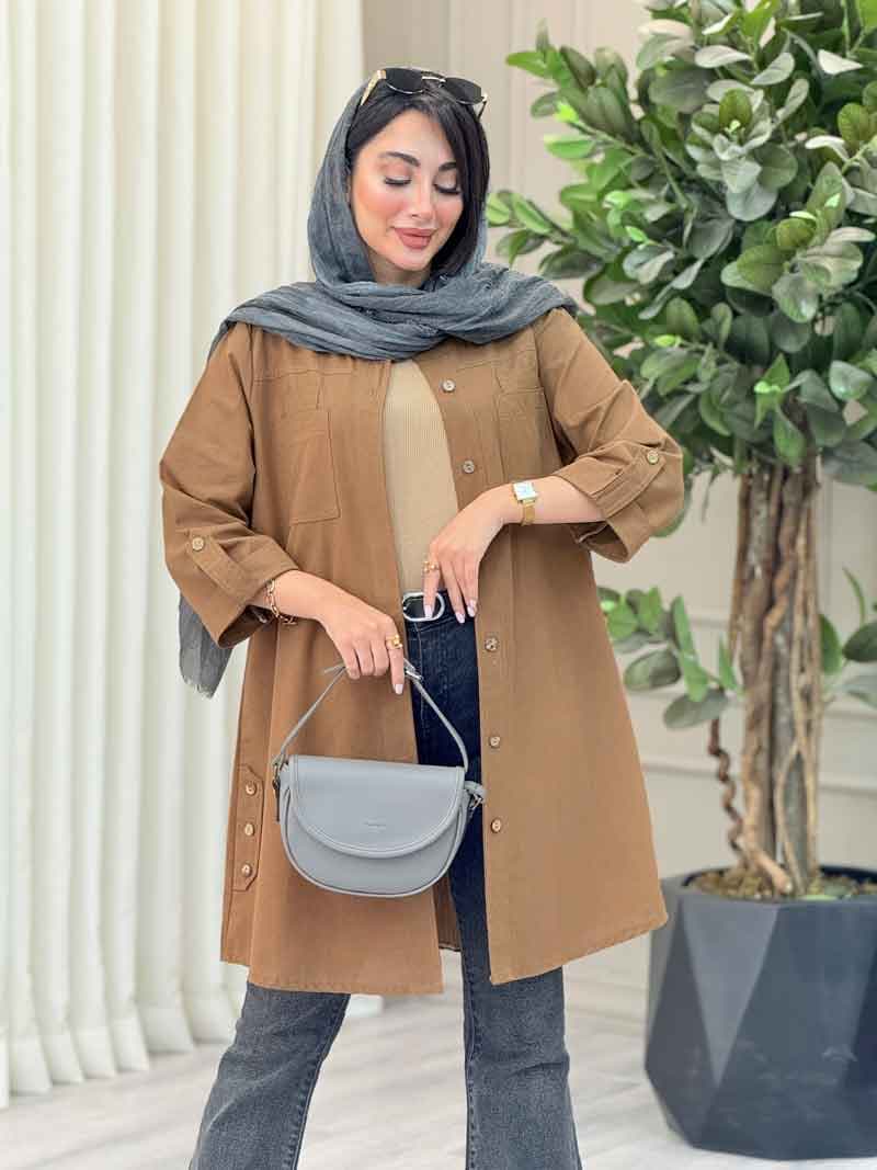 مانتو بغل سه دکمه جیب دوبل کد 6907