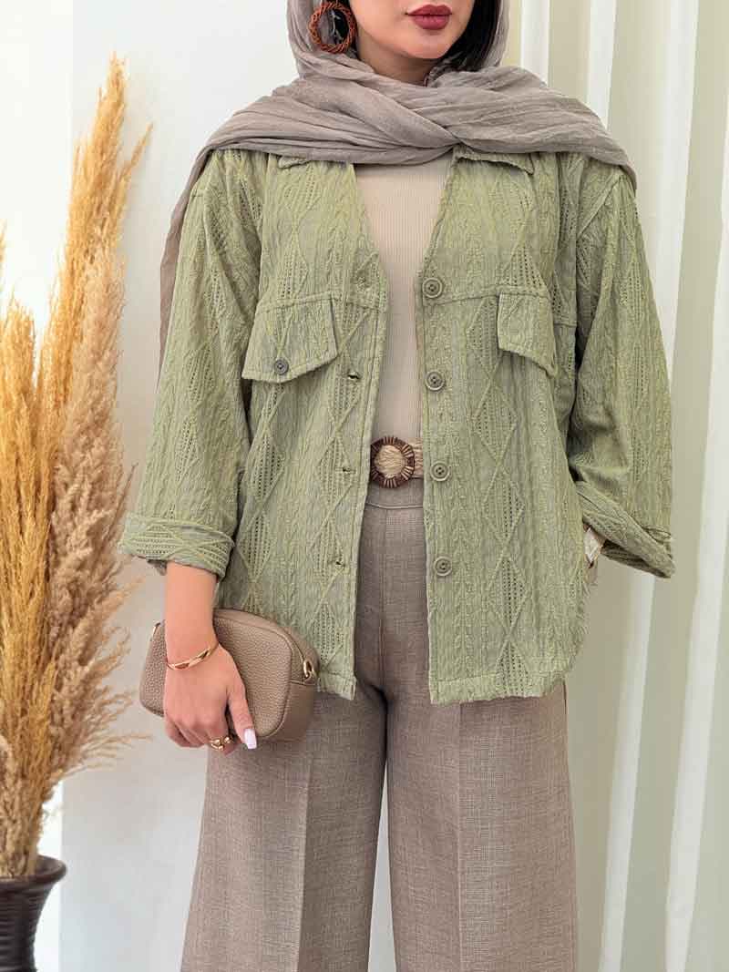 مانتو طرح لوزی جیب نما کد 6922