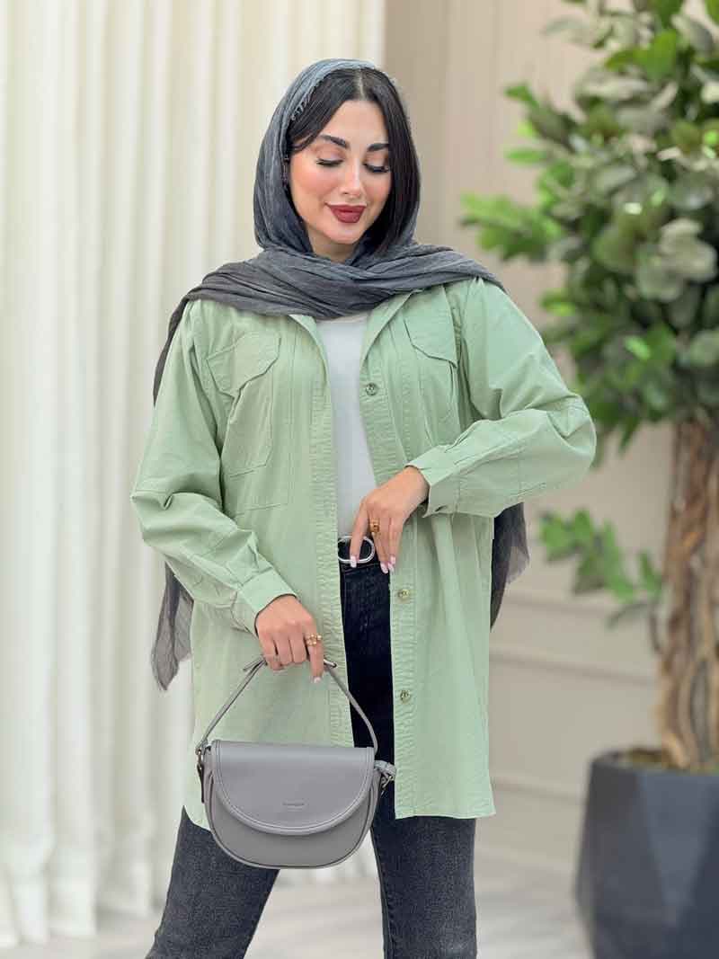 مانتو لینن جیب پیله کد 6921