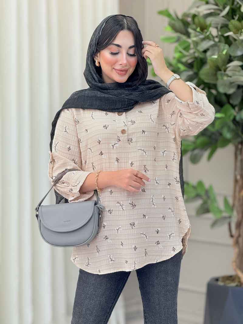 شومیز سه دکمه طرح گل کد 6439 — تصویر ۸