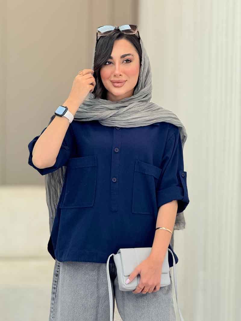 شومیز دو جیب پشت دکمه آیلین کد 6847 — تصویر ۵