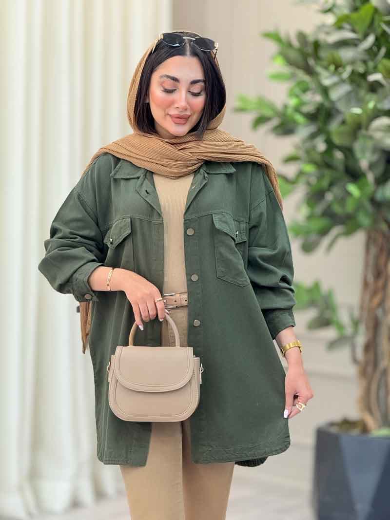 مانتو کتان دو جیب پاکتی شیلا کد 6892 — تصویر ۹