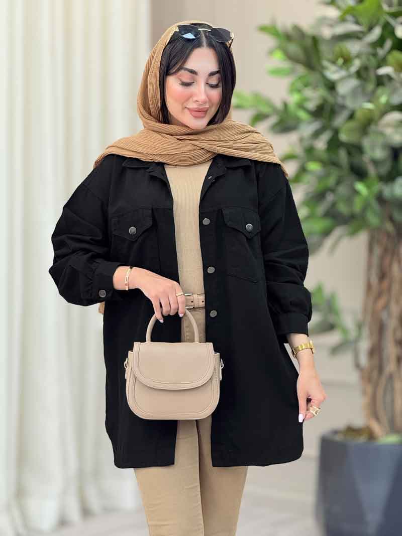 مانتو کتان دو جیب پاکتی شیلا کد 6892 — تصویر ۵