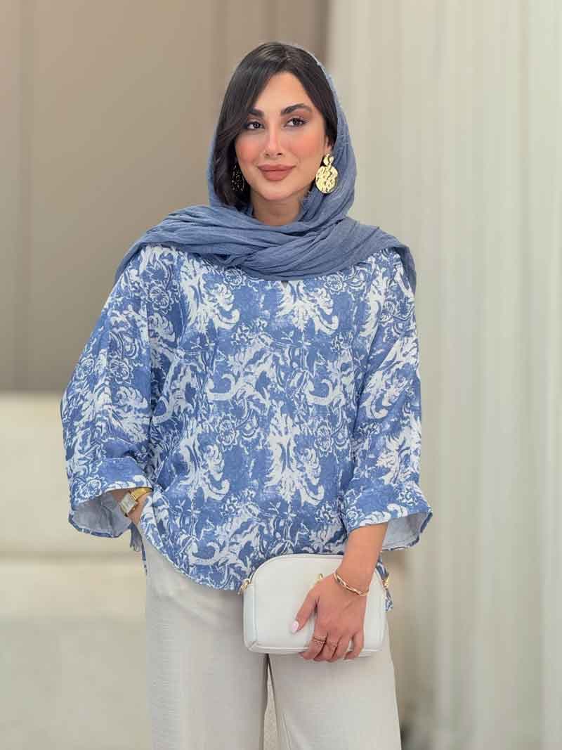 مانتو پانچ طرح دار کد 6882