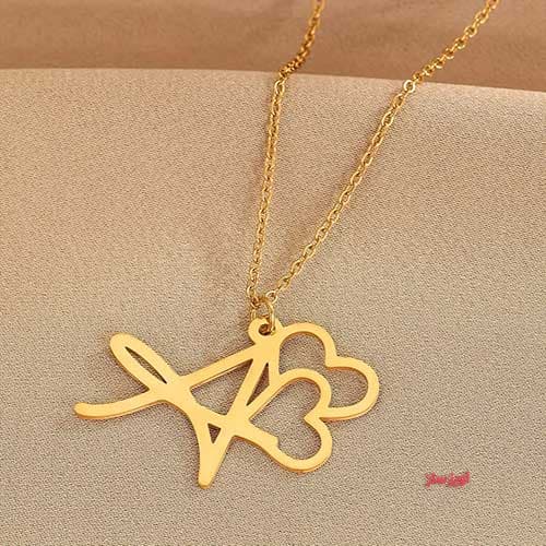گردنبند حرف انگلیسی A طرح قلب کد 102493