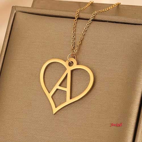 گردنبند حرف انگلیسی A طرح قلب کد 102490