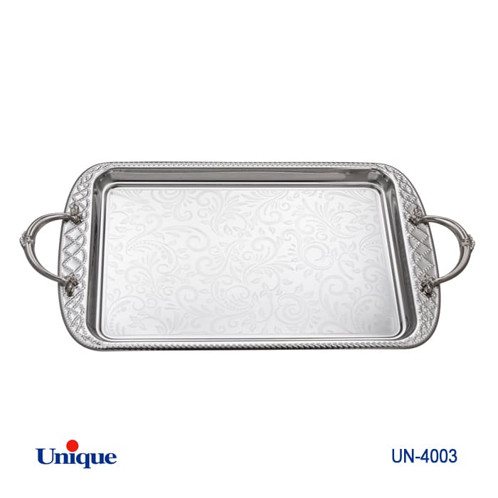 سینی استیل یک میل بدون پایه بزرگ کد UN-4003