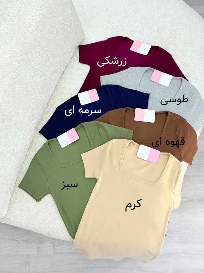 بلوز آستین کوتاه یقه مربعی کد 6542 — تصویر ۲