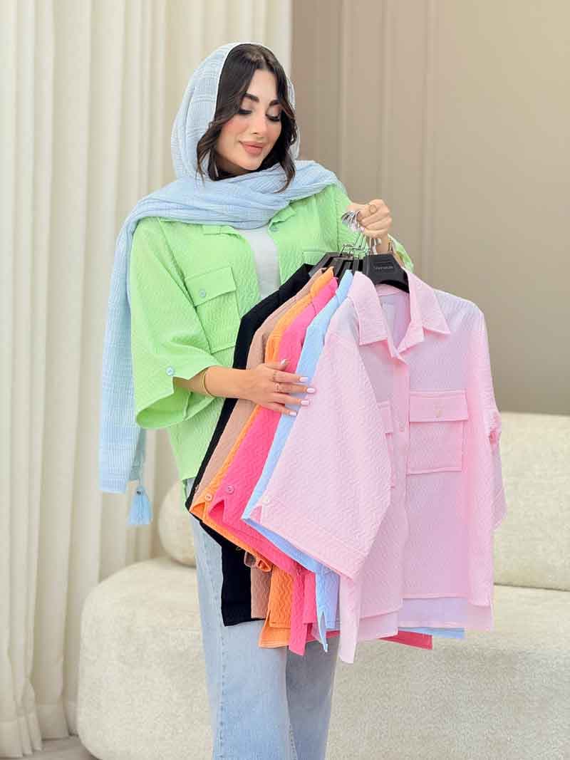 شومیز آستین دکمه چاک دار کد 6827 — تصویر ۲