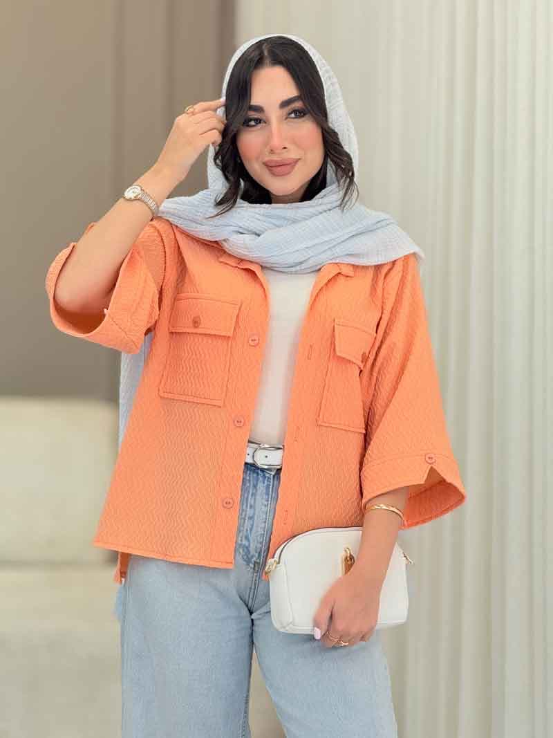 شومیز آستین دکمه چاک دار کد 6827