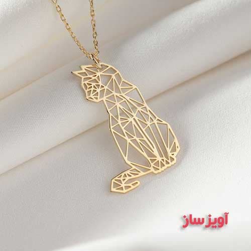 گردنبند گربه هندسی کد 100311