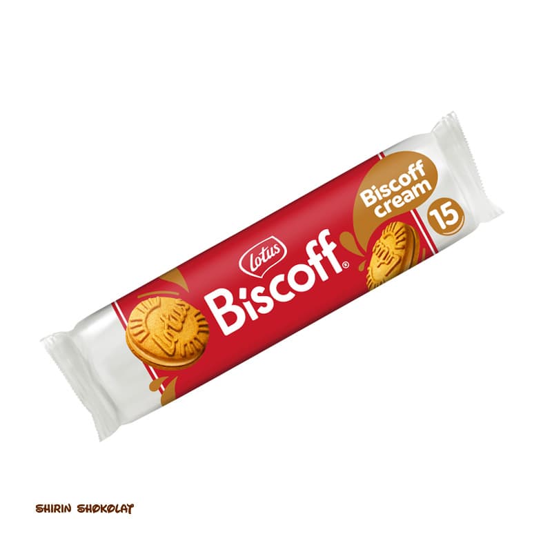 بیسکویت ساندویچی کرم‌دار لوتوس بیسکوف Lotus Biscoff بسته 15 تایی — تصویر ۲