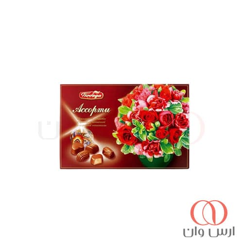 شکلات کادویی پوبدا با مغز کرم فندق مدل گل رز 200 گرمی — تصویر ۴