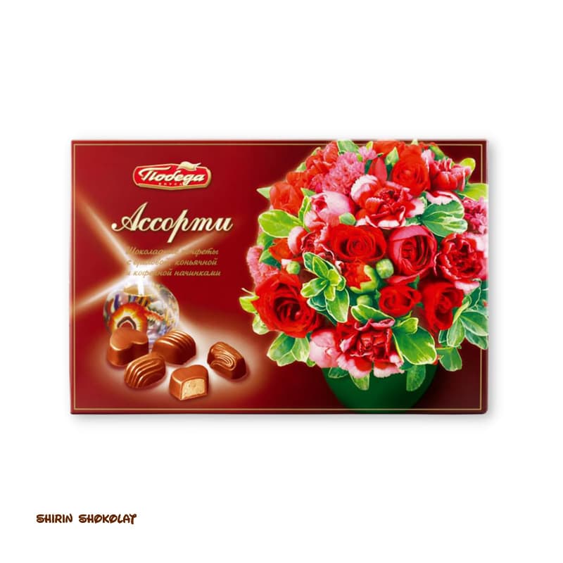 شکلات کادویی پوبدا با مغز کرم فندق مدل گل رز 200 گرمی — تصویر ۲