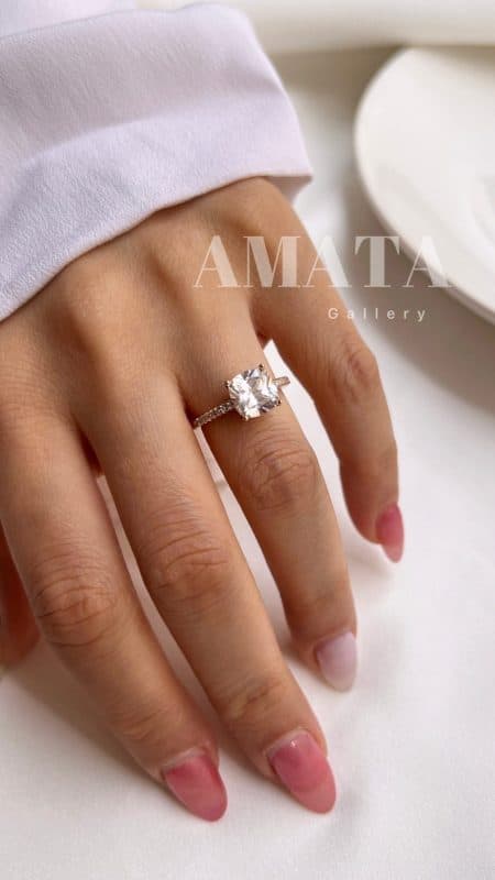 انگشتر جواهری نگین مربعی برند ژوپینگ